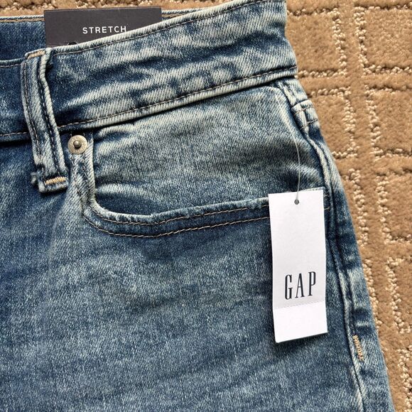 Gap Jean Denim Bermuda Shorts Women's 4/27 Medium Wash 9" Stretch Cut Off NWT - Picture 2 of 5